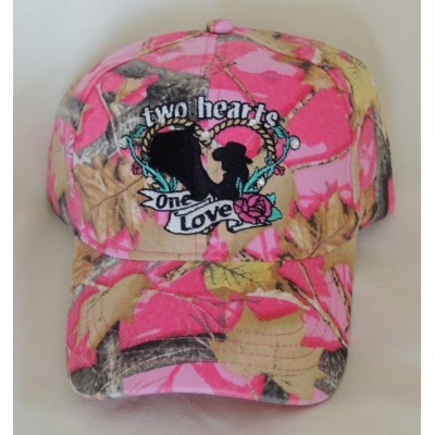 Two Hearts One Love Pink Camo Hat with Bling  eb-94375657